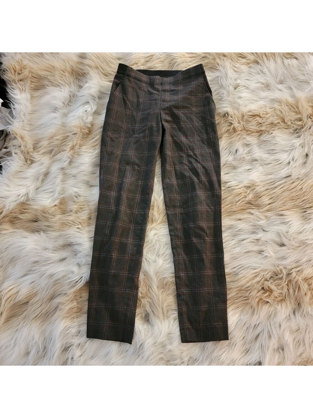 Tartan Plaid Pants Grey Red Extra Small